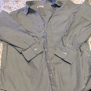 GAP women’s Navy and White Striped Button Down Shirt